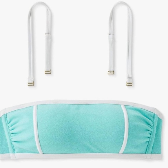 Kona Sol Bandeau Terry Cloth turquoise & White Swim top NWT Size XL - Picture 1 of 7